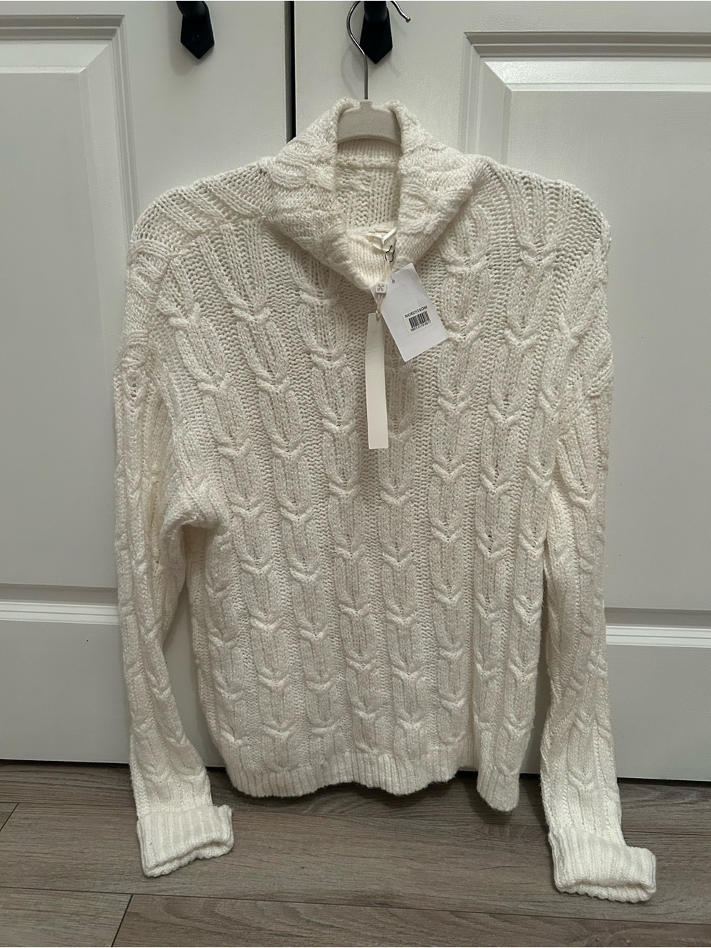 NWT: Caslon Ivory Cloud Cable-Knit TurtleNeck Sweater Cotton Medium Nordstrom